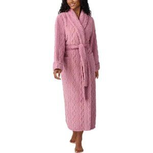 Room Service Women's XL Cozy Wrap Robe Soft Cable Knit Texture Pink  jck43